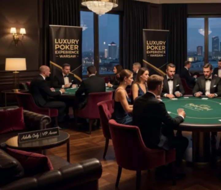 Hotelowy lounge z wieczorem pokerowym dla gości biznesowych