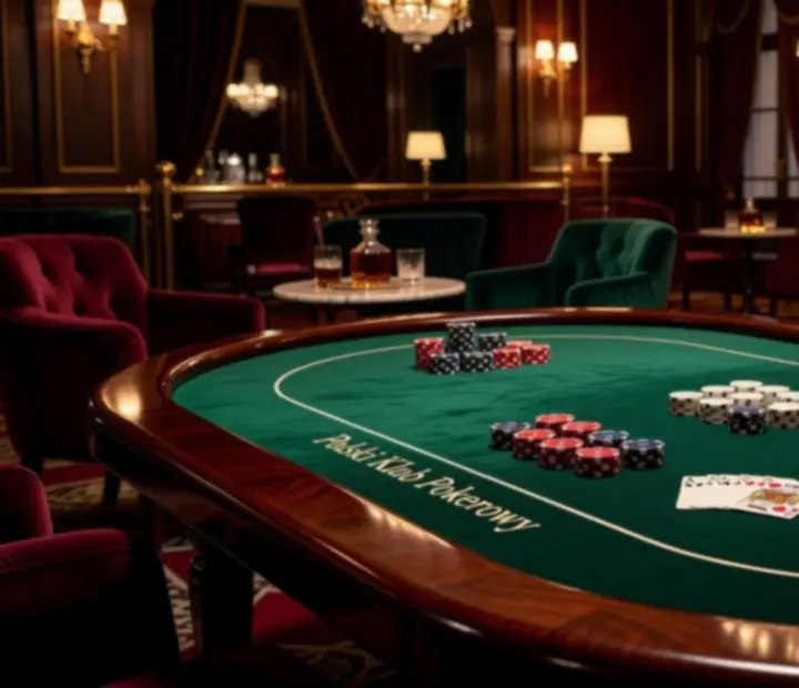 Profesjonalny stół pokerowy z wysokiej klasy akcesoriami i eleganckim oświetleniem.