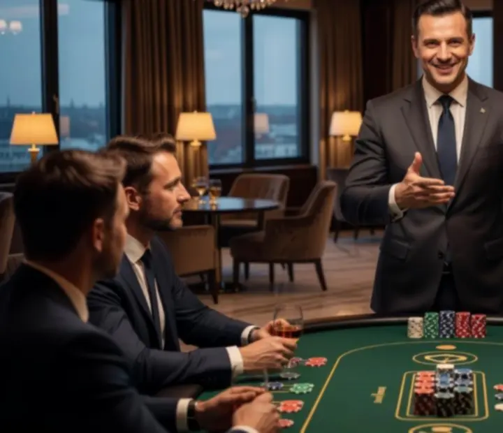 Profesjonalny prowadzący przy stole pokerowym