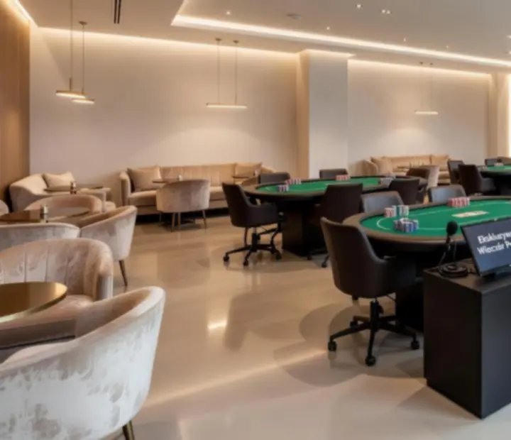 Przestrzeń restauracyjna przekształcona w elegancką strefę pokerową