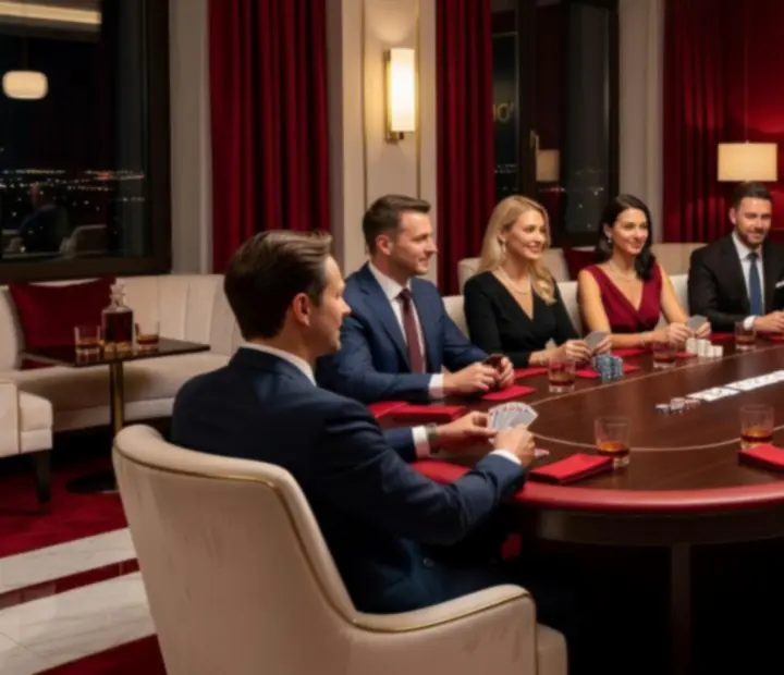 Ekskluzywny wieczór VIP z pokerowym stołem w stylowej restauracji