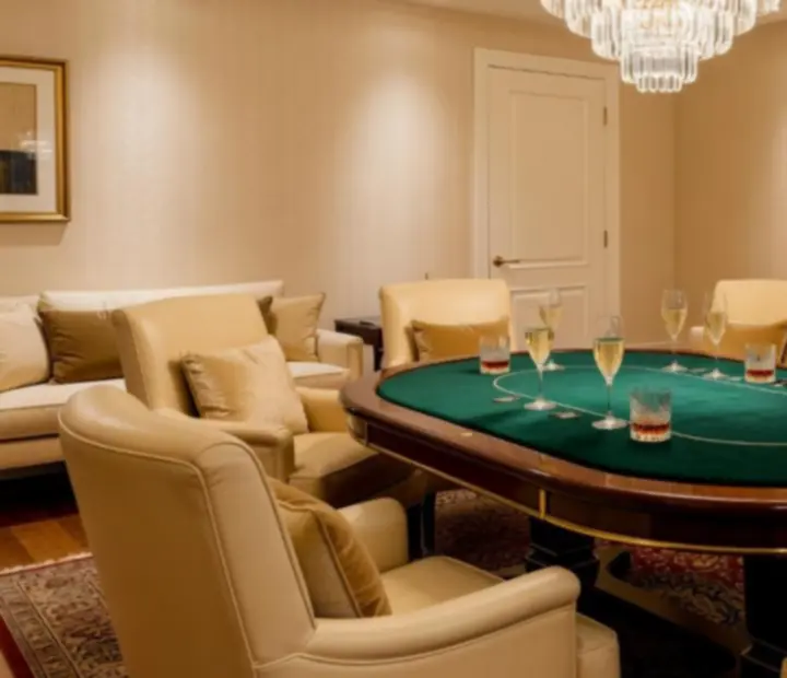 Luksusowy prywatny apartament z kameralnym stołem pokerowym i nastrojowym światłem